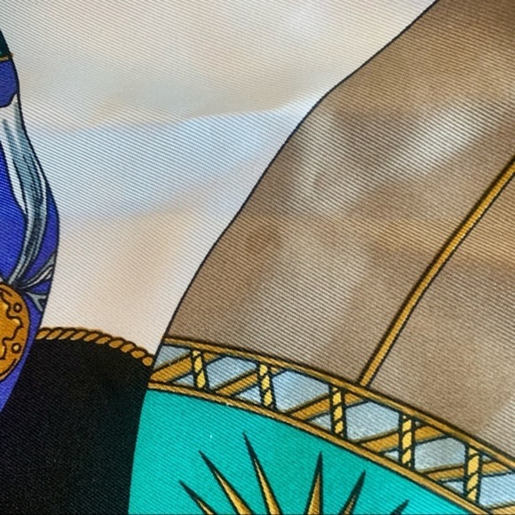 Auth HERMES Scarf Blue/Multicolor 100% Silk - Picture 6 of 8